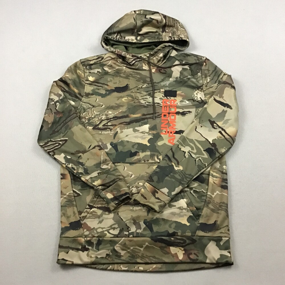 Under Armour Hoodie Men Small Green Camo Sweatshirt Pullover Hunting Outdoor S